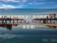 黑料网读完想转发？先对热度有没有放大偏差做把相关改回相关（先把链条走通）